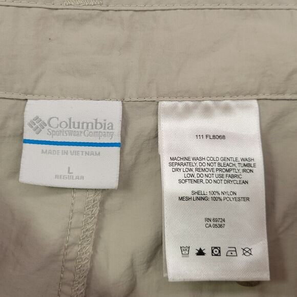 Columbia PFG Convertible Pants Size L Tan Outdoors Omni Shade Hiking - Picture 5 of 8